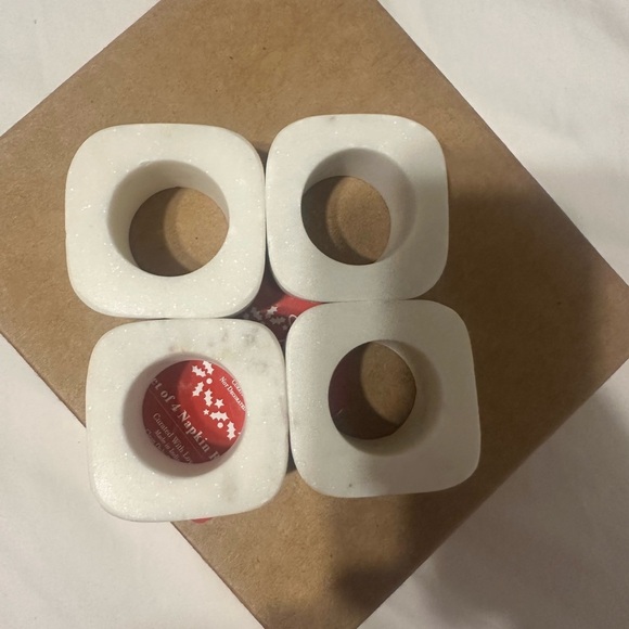 White and Gold Snowflake Napkin Rings - Picture 2 of 4